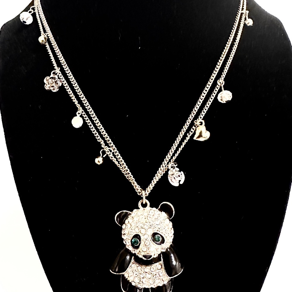 Betsey Johnson Crystal Panda Necklace